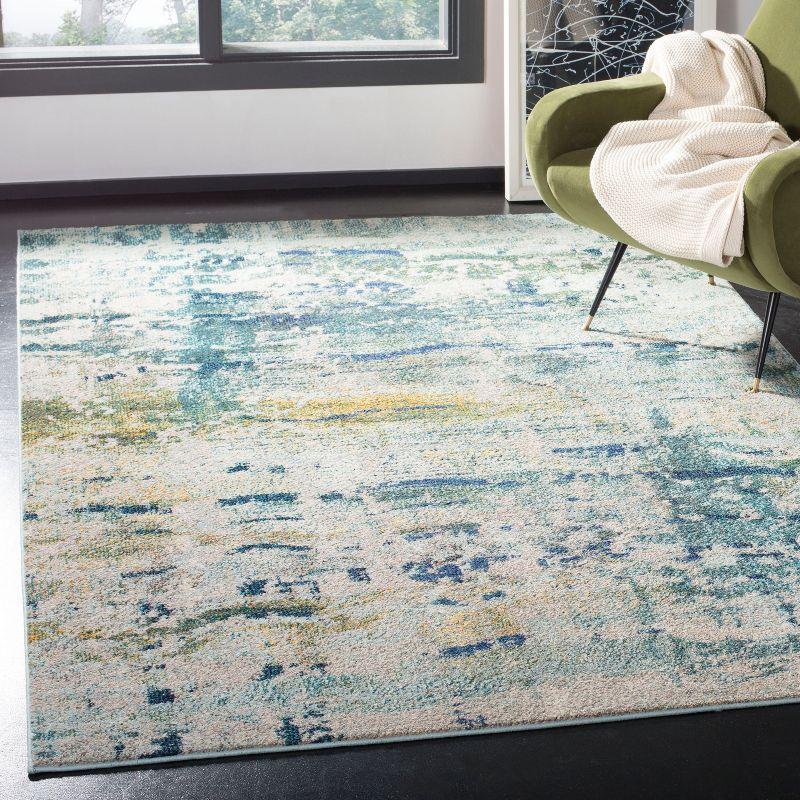 Boho-Chic Monaco Square Blue-Grey Synthetic Area Rug, 6'7" x 6'7"