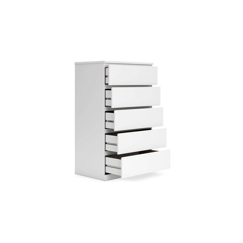 Signature Design by Ashley Onita Modern 5 Drawer Tall Dresser, White