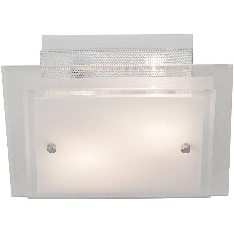 Modern Chrome 15" Flush Mount Ceiling Light with Frosted Glass