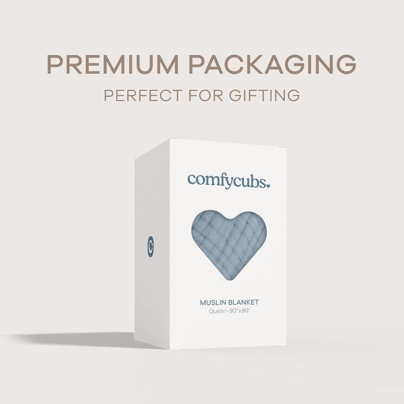 Muslin Blanket for Adults, Extra Large Queen 90" x 90" By Comfy Cubs - Pacific Blue