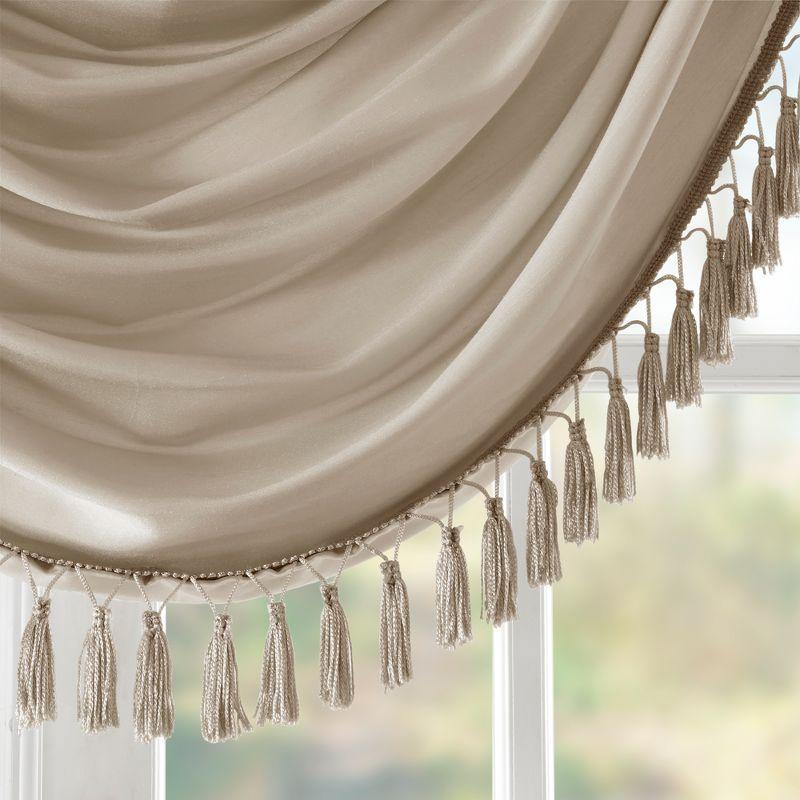 Champagne Faux Silk Waterfall Window Valance with Tassel Trim