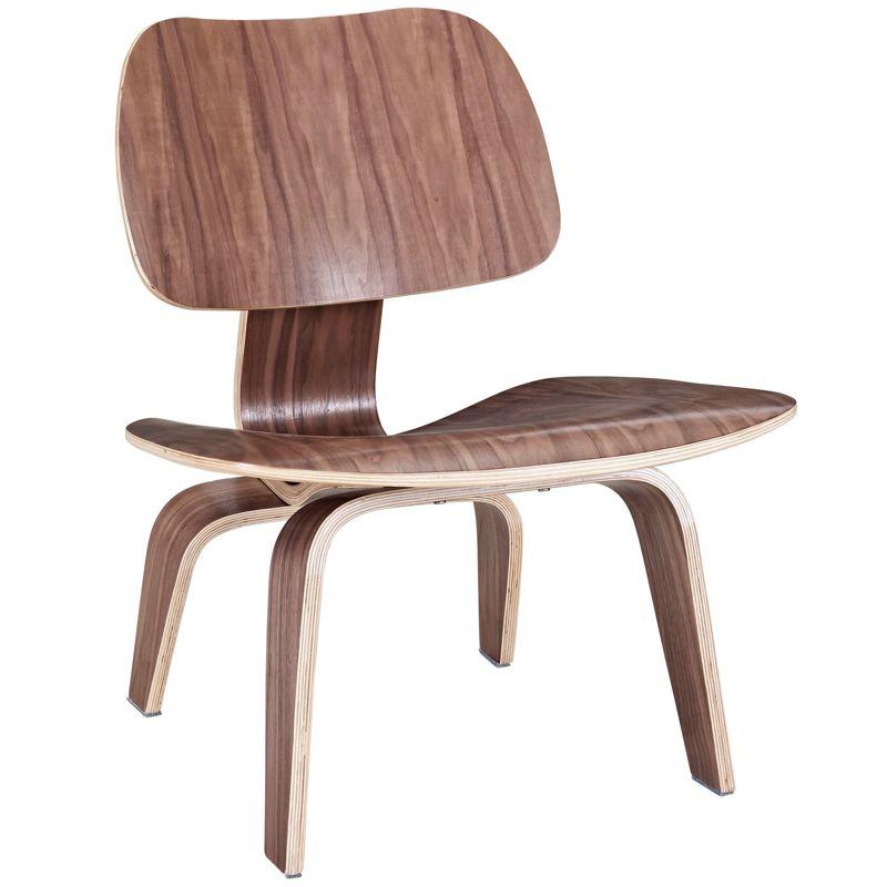 Curvatura 25" Walnut Plywood Sculpted Lounge Chair