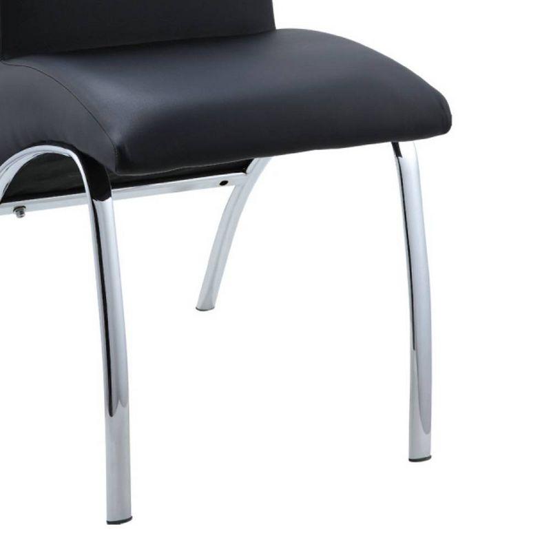 Set of 2 17" Pervis PU Dining Chairs Black/Chrome - Acme Furniture