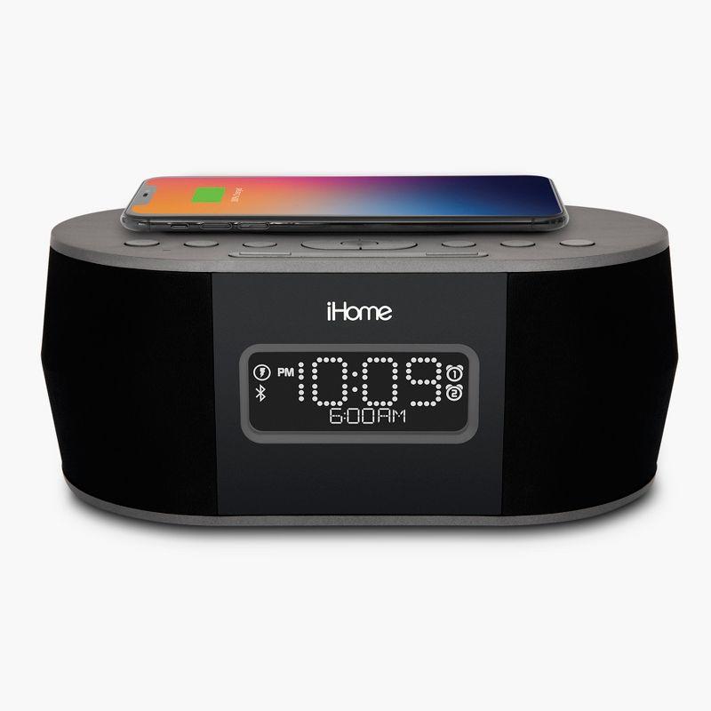 iHome Wireless Charging Alarm Clock with Bluetooth Speaker and USB Charging - (iBTW38B8)