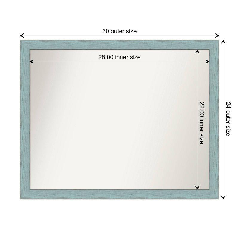 Sky Blue Rustic Wood Rectangular Bathroom Wall Mirror