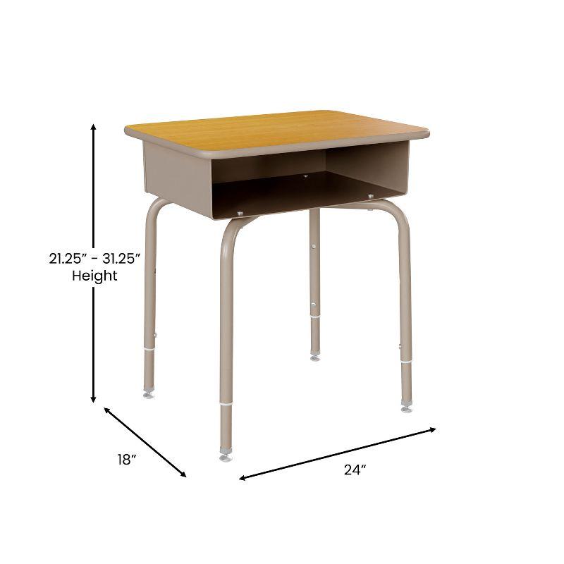 Flash Furniture Goddard Height-Adjustable Open Front Student Desk with Metal Book Box