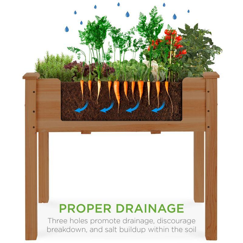 Best Choice Products 34x18x30in Raised Garden Bed, Elevated Wood Planter Box for Kids, Patio w/ Bed Liner - Acorn Brown