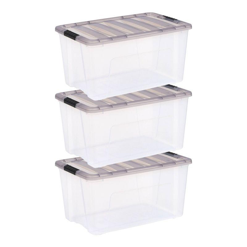 72 Qt./18 Gal. Plastic Storage Boxes with Latching Lids in Clear