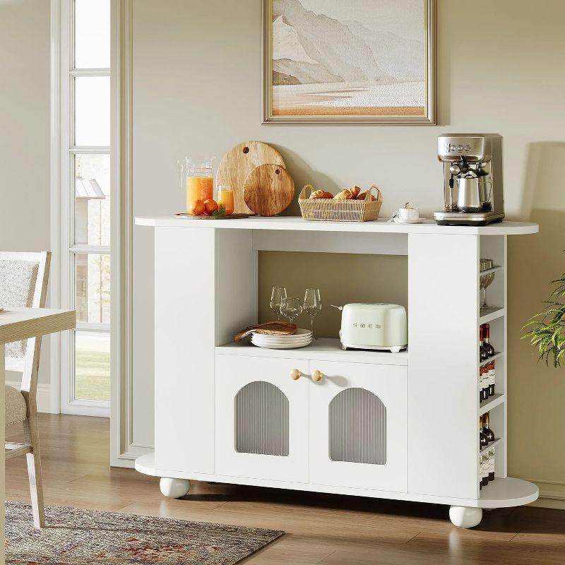 White 47" Modern Sideboard Buffet with Glass Doors