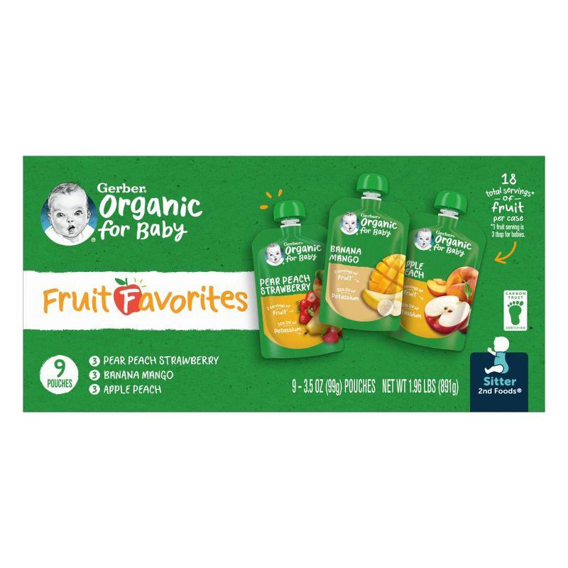 Gerber Stage 2 Organic Baby Food Pouches - Fruit & Veggie Value Pack - 3.5oz/9pk