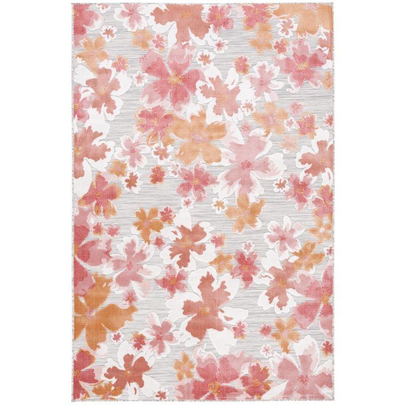 Cabana CBN488 Loomed Indoor/Outdoor Area Rug - Grey/Rose - 6'5"x9'6" - Safavieh