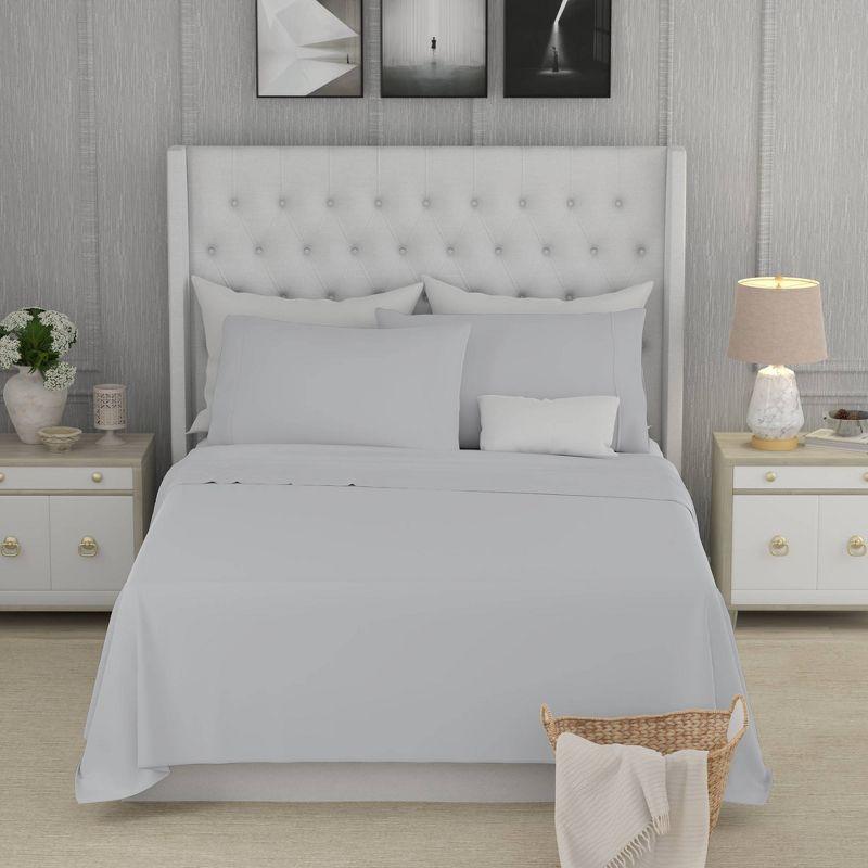 King 800 Thread Count Cotton Rich Sateen Sheet Set Light Gray - Color Sense