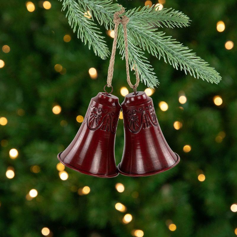 Embossed Christmas Bell Ornaments - 6" - Set Of 2