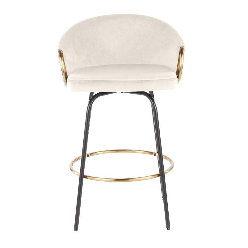 Claire 26" Swivel Counter Stools in Black Metal and Cream Velvet