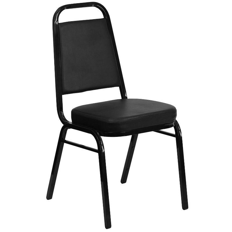 Black Vinyl Upholstered Banquet Chair with Gold Metal Frame