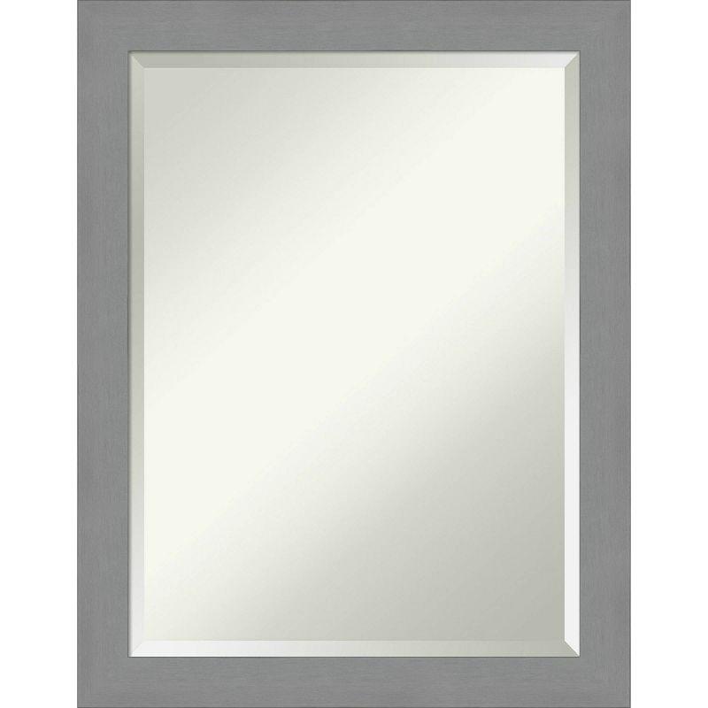 Contemporary Silver Rectangular Beveled Wall Mirror