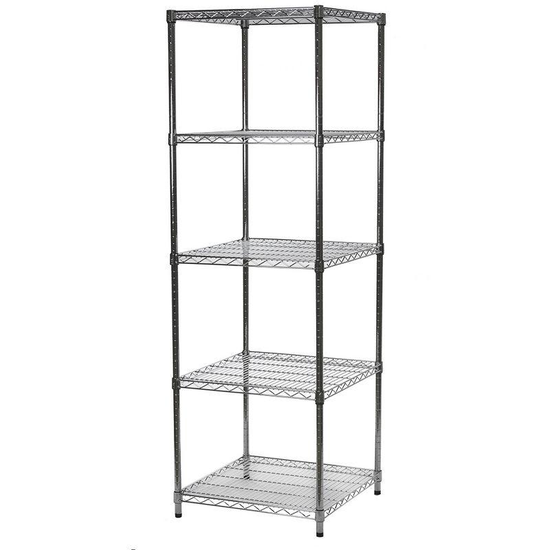 84" Chrome Wire Shelving Unit with Adjustable 5 Tiers