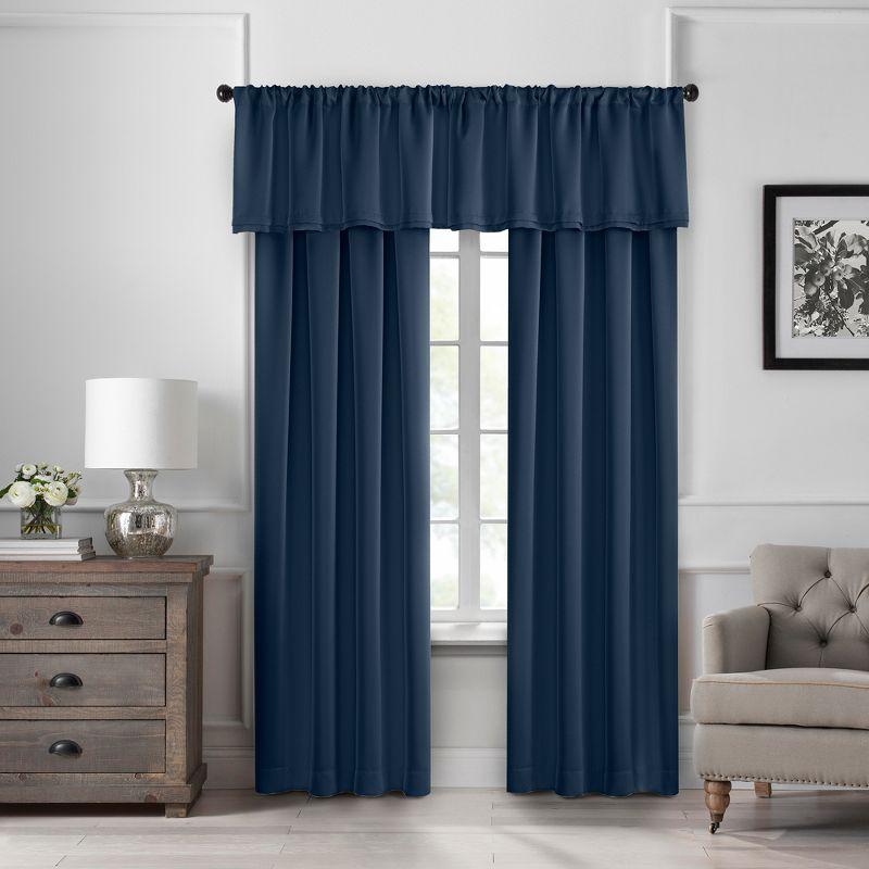 Navy Extra Wide Blackout Polyester Window Curtain Panel