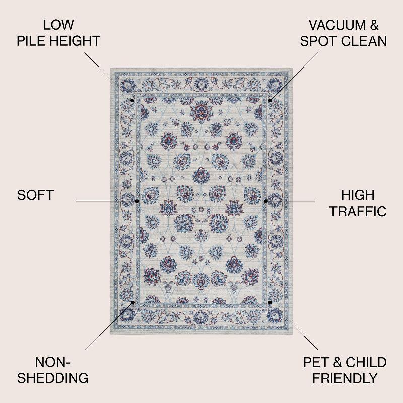 3' X 5' Modern Persian Vintage Moroccan Traditional Area Rug, Ivory/Blue/Red - JONATHAN Y