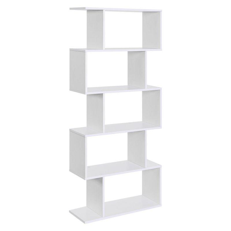 VASAGLE Bookshelf, 5-Tier Bookcase, Tall Display Shelf, Freestanding Storage Shelf, Room Divider White