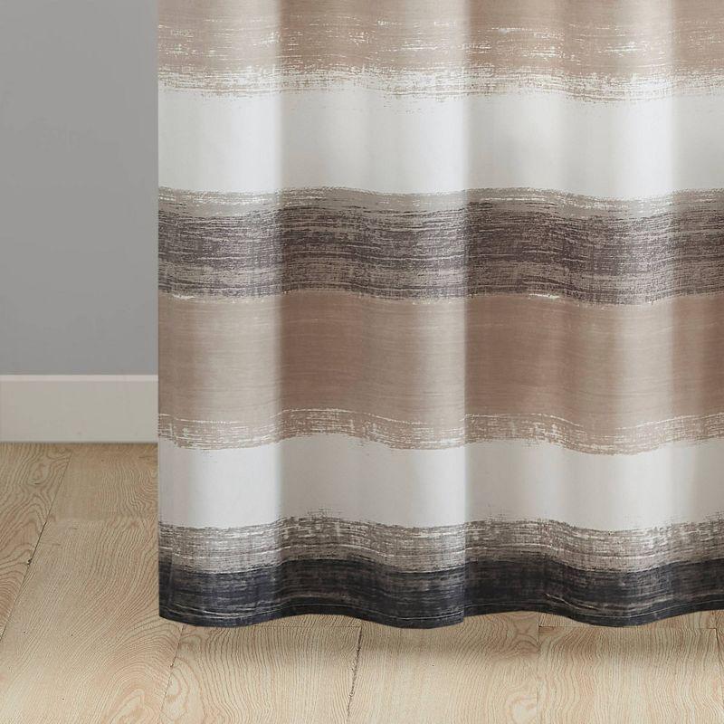 Seth Striped Print Shower Curtain Taupe/Black - Madison Park: Polyester Microfiber, Buttonhole Top, Machine Washable