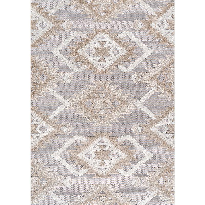 Modern Gray Geometric Synthetic 3x5 Indoor/Outdoor Rug