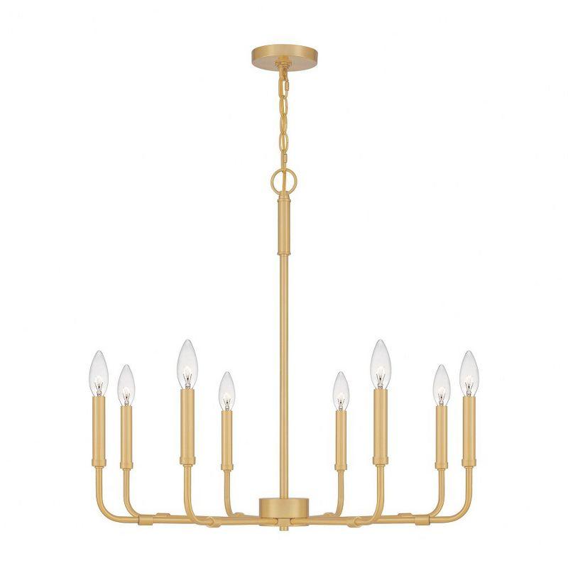 Aged Brass 8-Light Candle Chandelier with Steel Frame