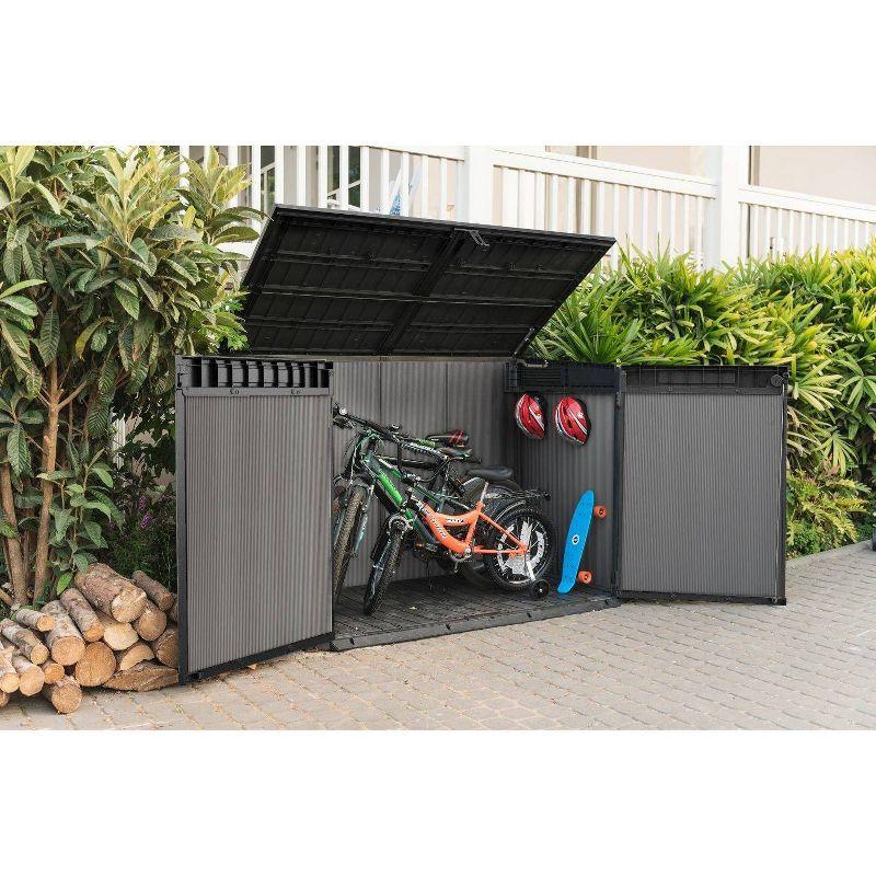 Keter Premier Jumbo 6.2x4.3 ft. Horizontal Durable Resin Outdoor Storage Shed With Floor and Double Doors for Garden Patio Furniture and Tools