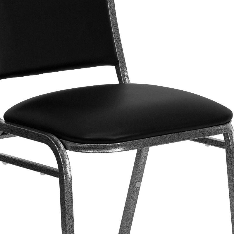 Flash Furniture HERCULES Series Stacking Banquet Chair in Black Vinyl - Silver Vein Frame