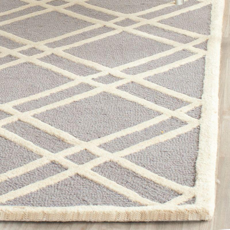 Silver and Ivory Hand-Tufted Wool Geometric 6' x 6' Rug