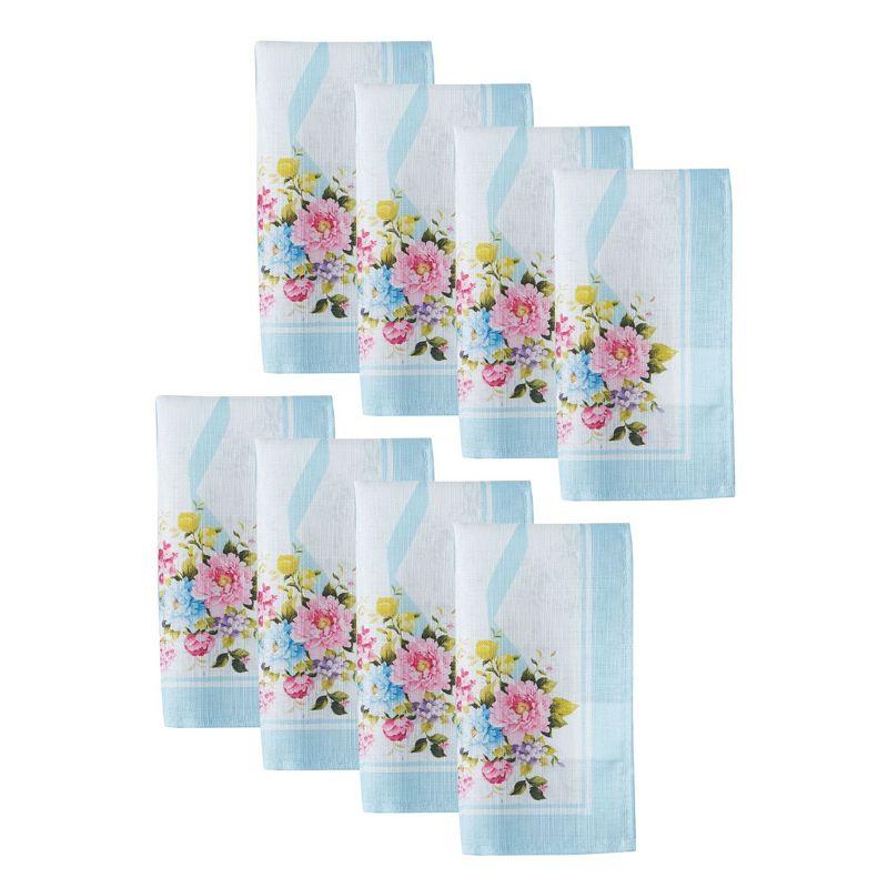 Rose Cottage Engineered Napkins, Set of 8 - Multicolor - 17x17 - Elrene Home Fashions