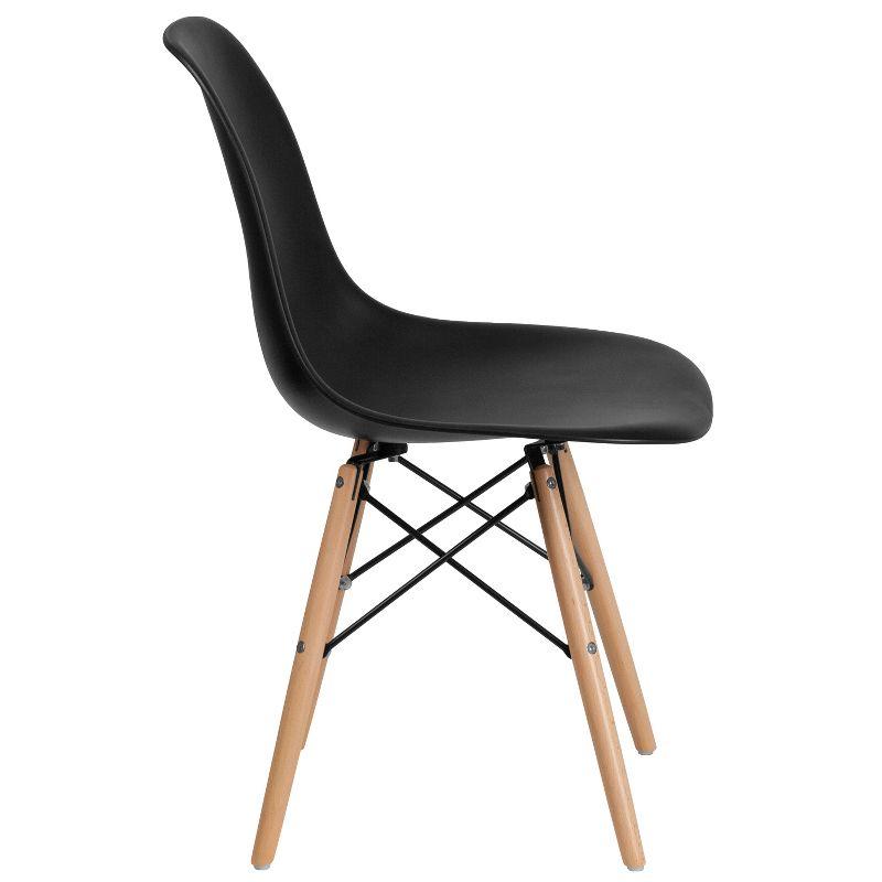 Black Plastic Side Chair with Wooden Legs