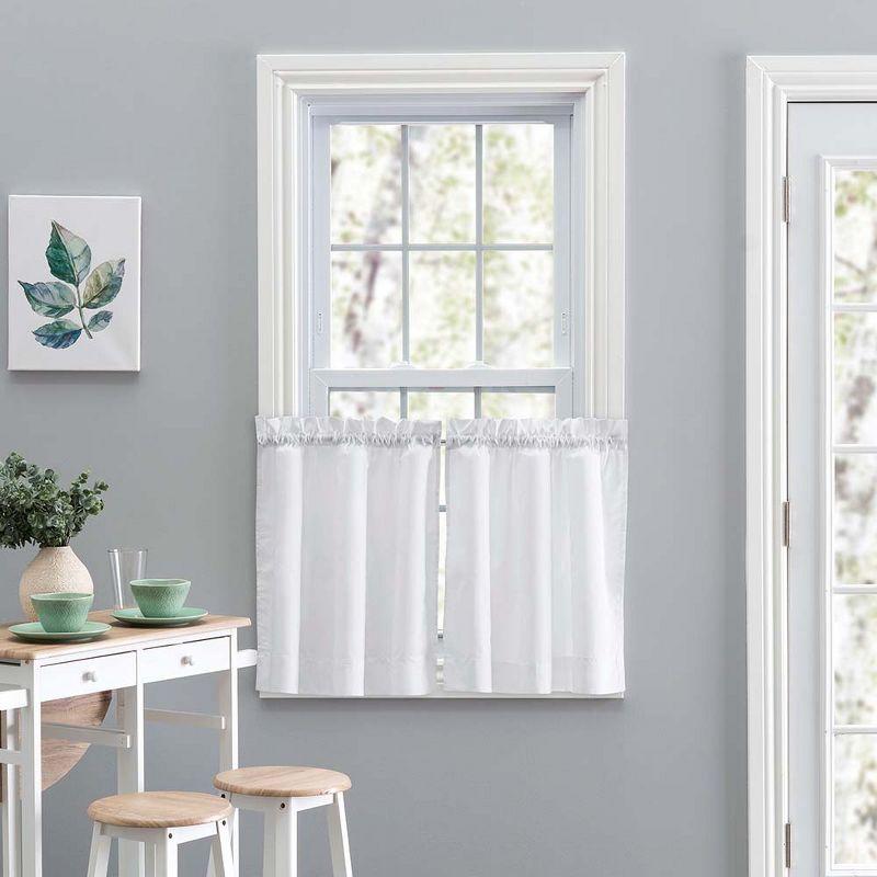 Stacey White 56" x 24" Polyester Cotton Tailored Tier Curtains