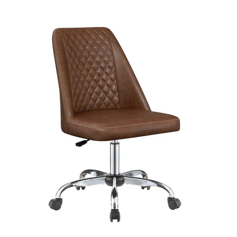 Executive Leatherette Swivel Office Chair with Diamond Stitching, Brown