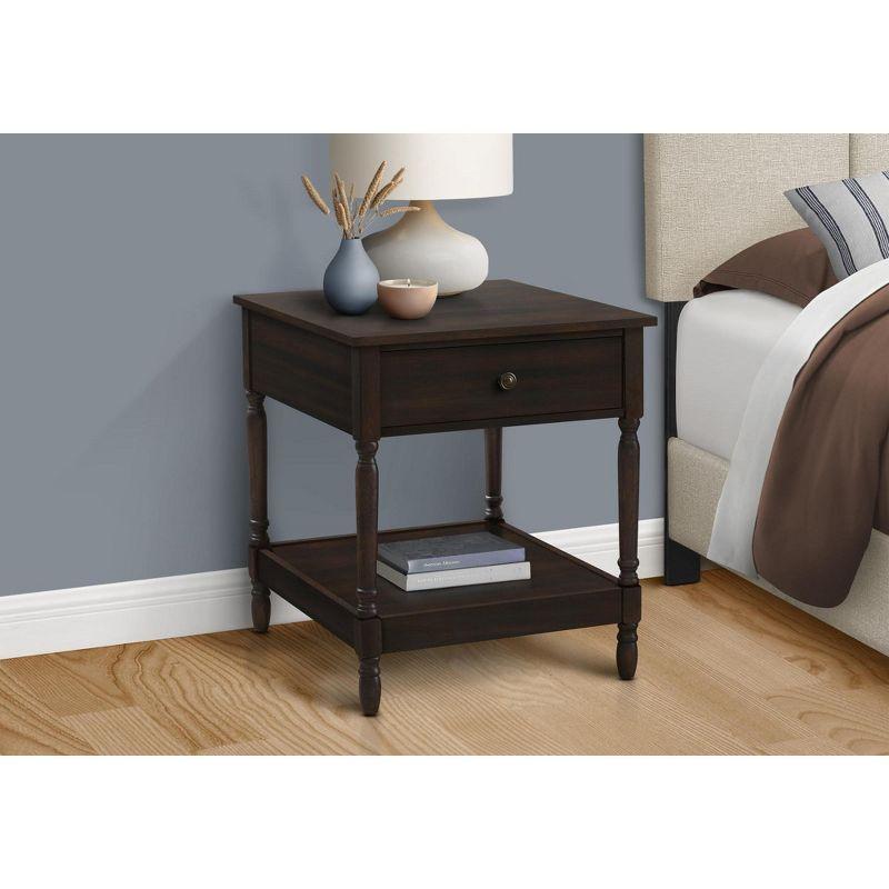 Monarch Specialties Accent Table 2 Tier End Side Table Square Nightstand Bedroom Lamp Brown Veneer Traditional