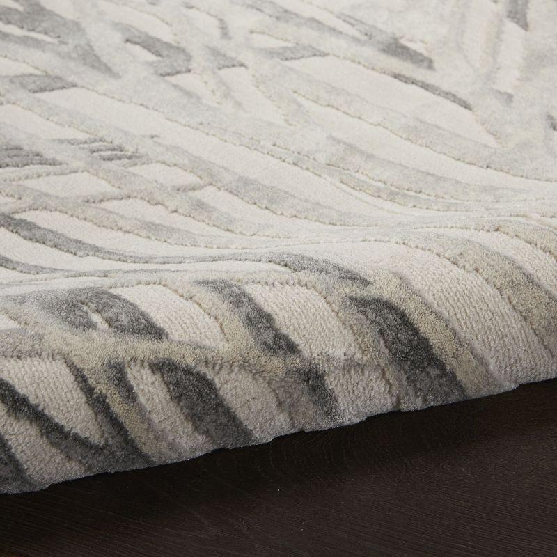 Ivory Abstract Synthetic 4' x 6' Easy Care Rug