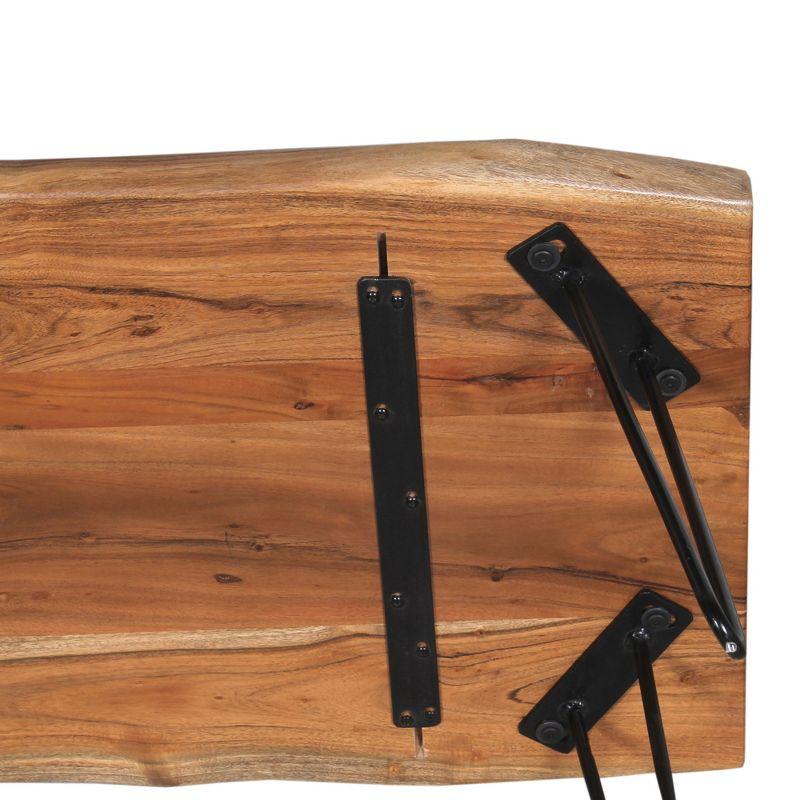 Alaterre Furniture 48" Hairpin Natural Brown Live Edge Large Coffee Table: Acacia Wood, Nylon Floor Protectors