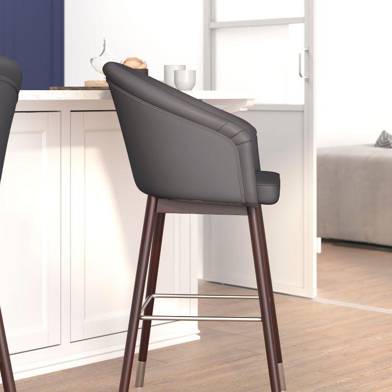 Flash Furniture Margo Commercial Grade Mid-Back Modern Barstool with Beechwood Legs and Curved Back