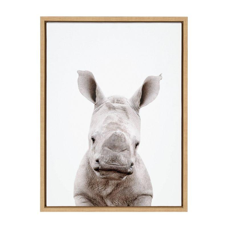 18" x 24" Sylvie Animal Studio Baby Rhino Framed Canvas by Amy Peterson - Kate & Laurel All Things Decor