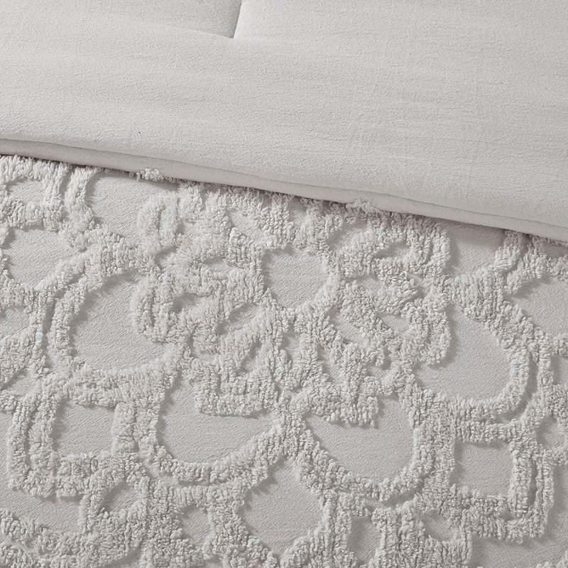 LIYU 3-Piece Tufted Cotton Chenille Medallion Duvet Cover Set