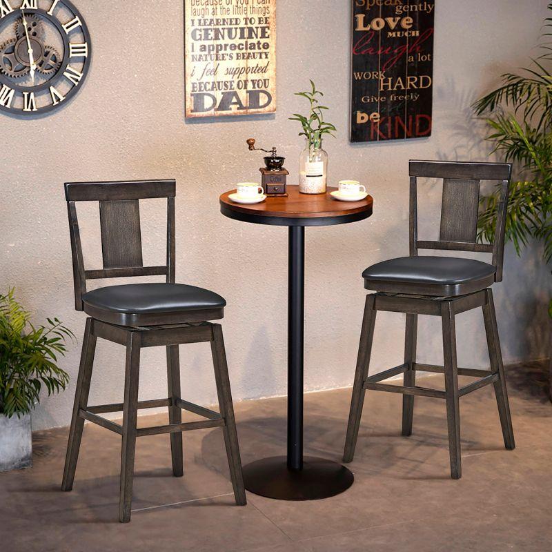 1PC\2PCS\3PCS\4PCS Swivel Bar Stool 29 inch Upholstered Pub Height Bar Chair with Rubber Wood Leg