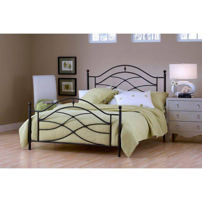 Cole King Size Metal Frame Bed with Double Arch Headboard in Black Twinkle