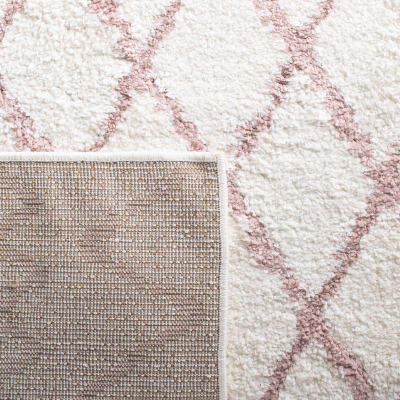 Berber Shag BER165 Power Loomed Indoor Area Rug - Ivory/Light Rose - 4'x6' - Safavieh