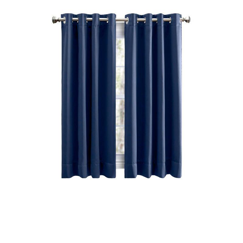 Blue Blackout Grommet Polyester Kids Curtain Panel