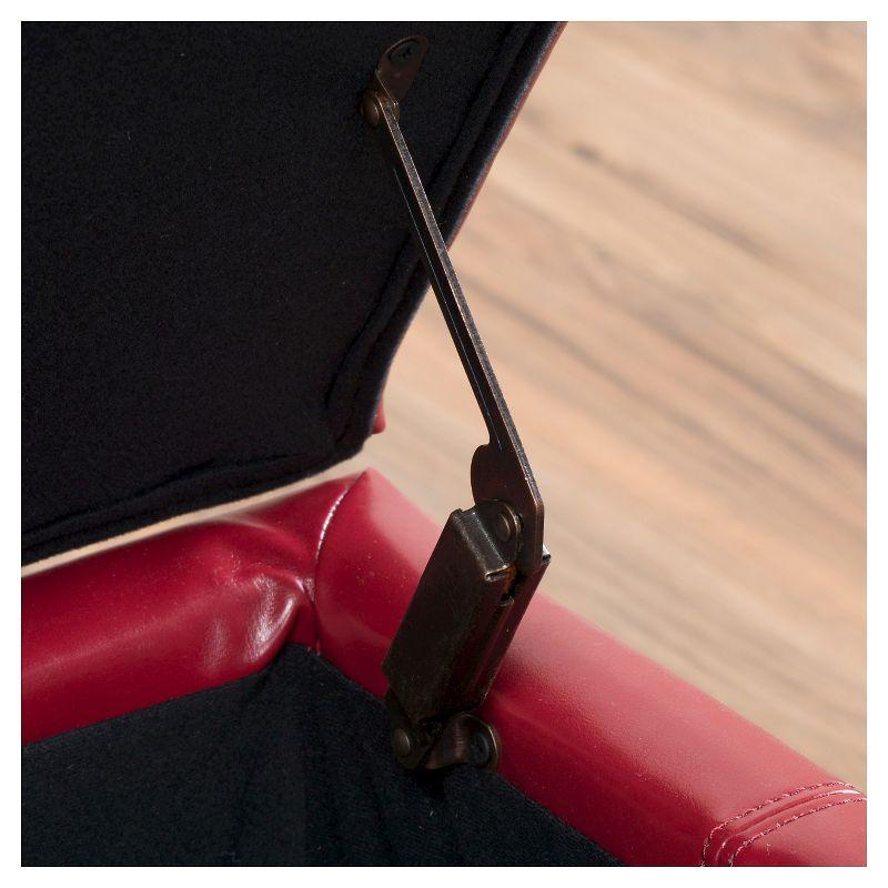 Christopher Knight Home Lucinda Faux Leather Storage Ottoman Bench Red : Upholstered Rectangular Seat, Wood Frame