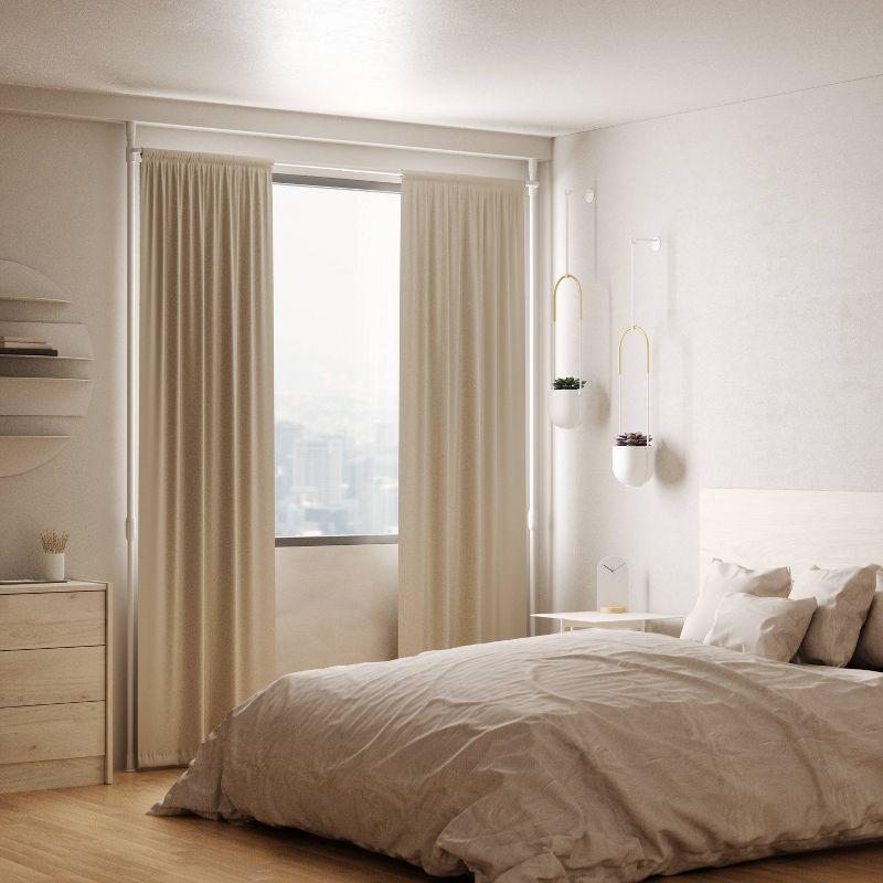 36"-66" Umbra Anywhere Curtain Rod White: Tension Mount, Metal, Smooth Finish, 5-Year Warranty, 15 lb Capacity