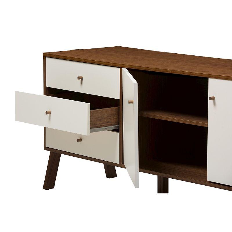 Harlow Mid-century Modern Scandinavian Style Wood Sideboard Storage Cabinet - Walnut/White - Baxton Studio