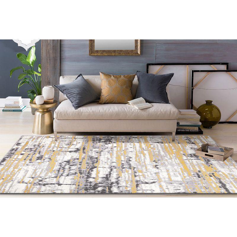 World Rug Gallery Vintage Abstract Modern Area Rug - Yellow 5' x 7'