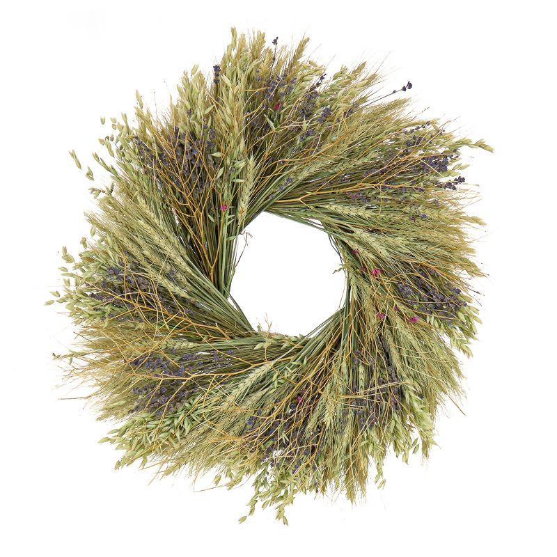 22" Artificial Wheat and Lavender Spring Wreath