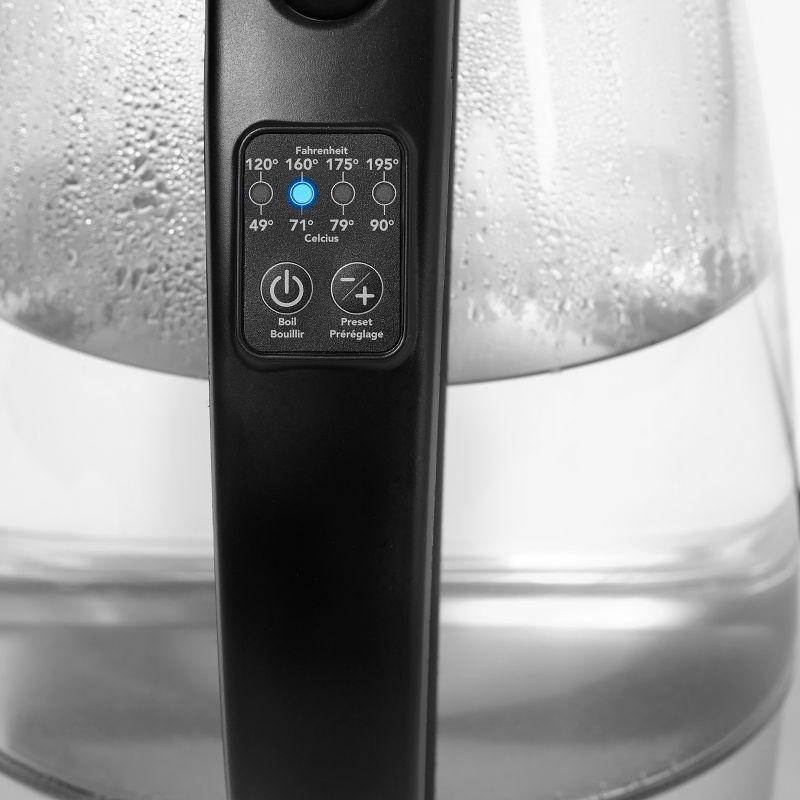 Starfrit 1.7-Liter 1,500-Watt Glass Electric Kettle with Variable Temperature Control in Black